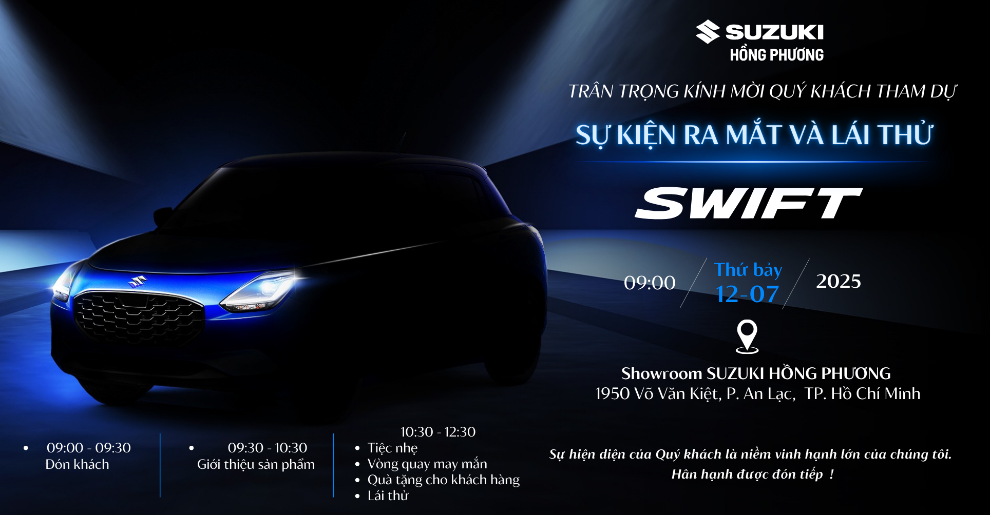 THƯ MỜI THAM DỰ LỄ RA MẮT VÀ LÁI THỬ Suzuki Swift Hybrid 2025